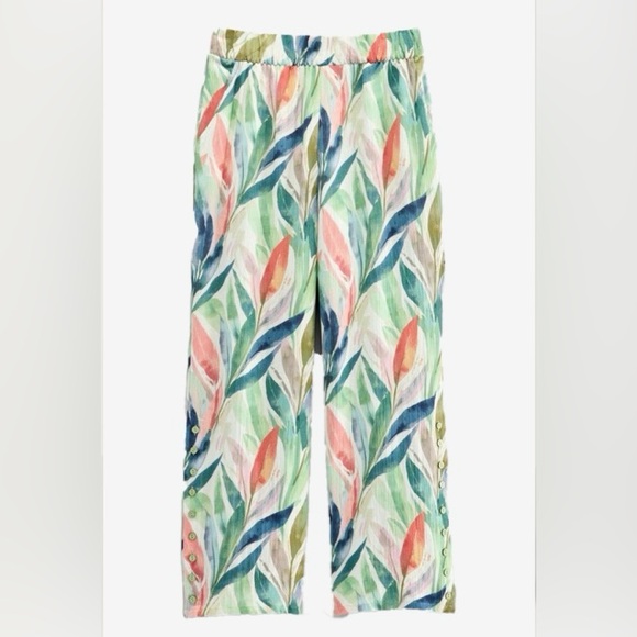 Soft Surroundings Tropical Floral Wide Leg Flowy Pants - Picture 2 of 9